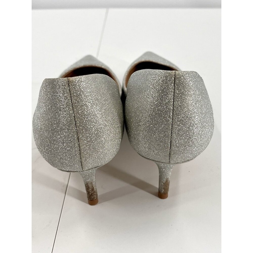 JEWEL BADGLEY MISCHKA Women's Sparkly Silver Kitten Heel Pointed Toe Shoes US 11 - Picture 6 of 8